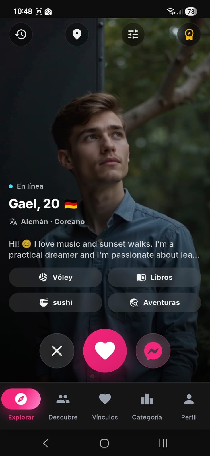 Captura de chat dentro de Amorify Conecta App